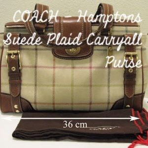 COACH - Hamptons Suede Plaid Carryall Purse